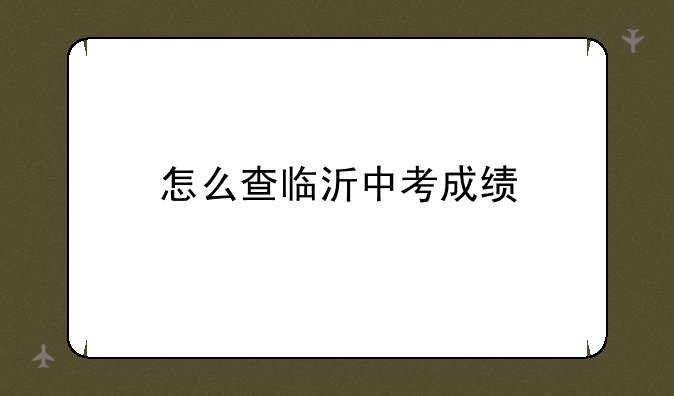 怎么查临沂中考成绩