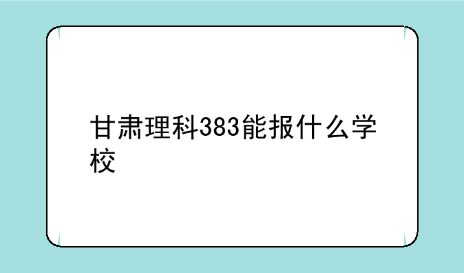 甘肃理科383能报什么学校
