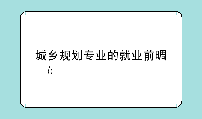 城乡规划专业的就业前景？