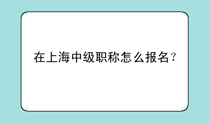 在上海中级职称怎么报名？