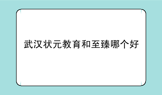 武汉状元教育和至臻哪个好