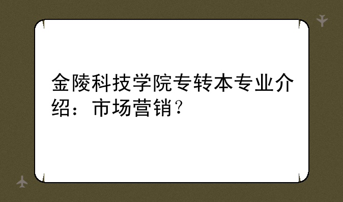 金陵科技学院专转本专业介绍：市场营销？