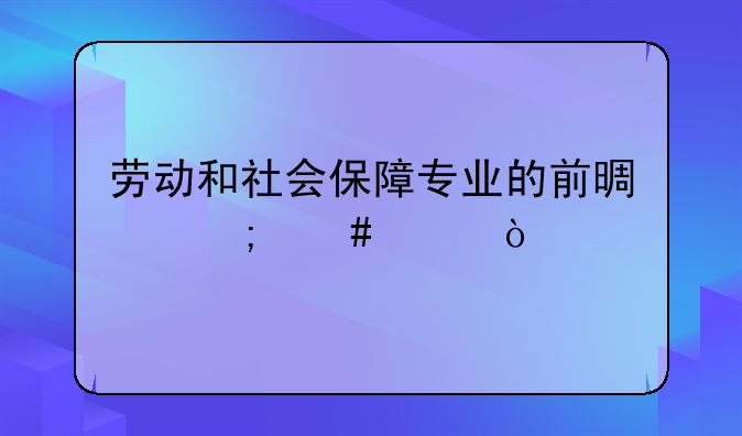劳动和社会保障专业的前景怎么样？