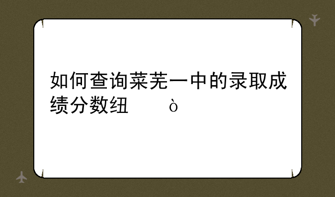 如何查询菜芜一中的录取成绩分数线？