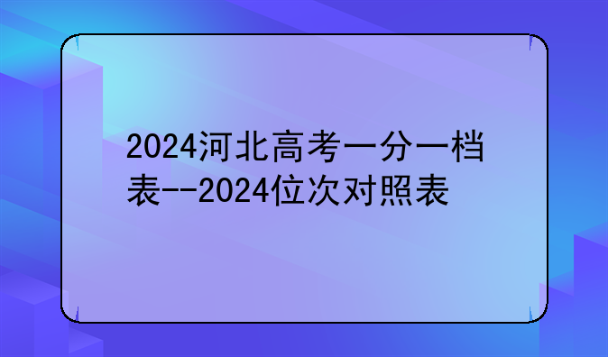 2024河北高考一分一档表--2024位次对照表