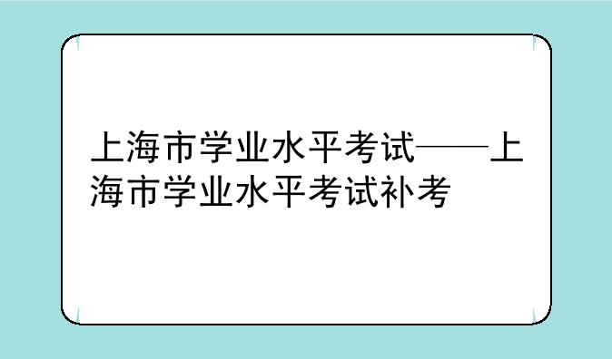 上海市学业水平考试——上海市学业水平考试补考