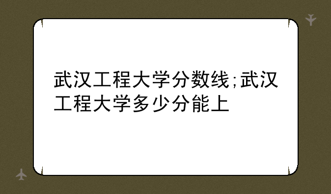 武汉工程大学分数线;武汉工程大学多少分能上