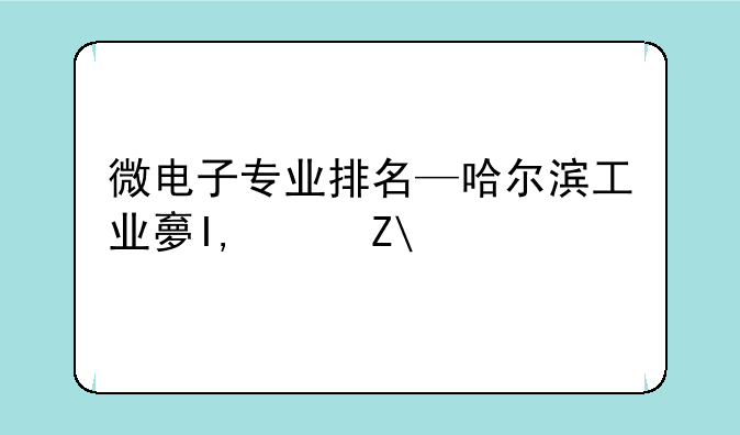 微电子专业排名—哈尔滨工业大学微电子专业排名